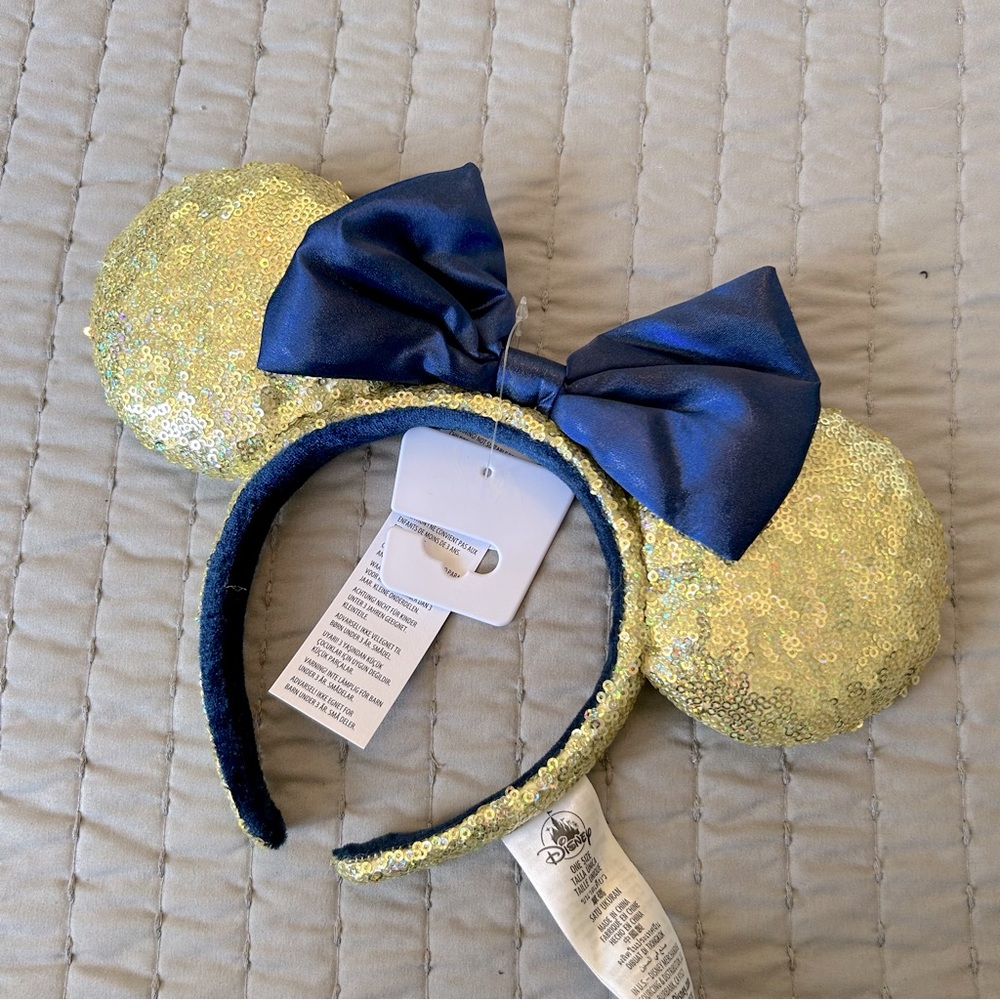 Disney Parks 50th Anniversary Gold & Blue Shimmer EARidescent Minnie Mouse Ears